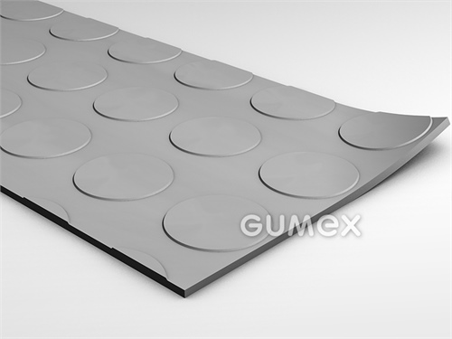 Gummi-Bodenbelag SANTO, 3mm, Breite 1450mm, 75°ShA, SBR, fläche Noppen, -30°C/+70°C, hellgrau, 